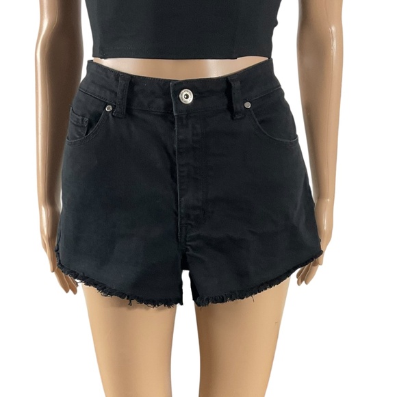 Melrose and Market Black Denim Mid-Rise Shorts Size 29 Frayed Hem Cutoffs - Picture 1 of 7